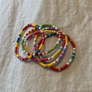 J. Crew multicolor stretch stackable set of 5 bracelets. Like new!